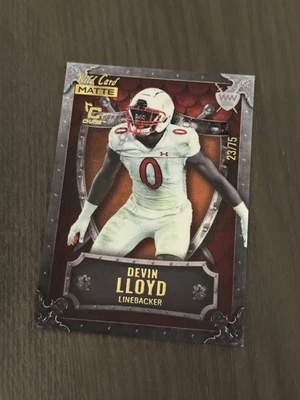 2022 Wild Card MATTE Chase Red Silver Frame Orange Shield /75 DEVIN LLOYD RC - Image 1 of 2