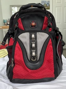 Swiss Gear 18 inch Backpack by Wenger Black RED Shock Absorbing Multi Pocket~ - Afbeelding 1 van 12