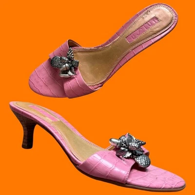 Años 00 Vintage Bebé Rosa Reptil Estampado Coqueta Suave Niña Y2k Gatito Tacones EE. UU. 6.5 Foto 1 de 4