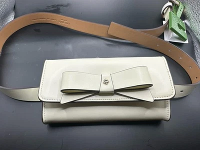 Kate Spade NWT Ivory / Cream Leather Bow Belt Bag Waist Purse Adjustable strap - Image 1 of 4