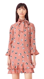 Rebecca Taylor Damen Seide A-Linie Langarm Pinsel Rüschen Kleid Gr. 10 - Bild 1 von 11