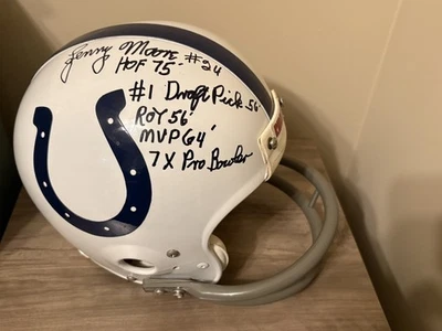 Signed Lenny Moore Baltimore Colts Full Size 2-bar Helmet JSA cert Penn State - Image 1 of 4