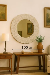 Mirror Round IN Seashells Natural Ø100 CMS – Elegance Marina for Your Own Amb - Picture 1 of 8