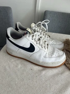 Nike Air Force 1 Shoes C10057-100 Men’s Size 9 White Obsidian Gum Pebble Leather - Picture 1 of 9