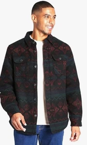 Chaqueta Camisa Jachs Para Hombre Mezcla de Lana Sherpa Forrada Franela Talla XL Multicolor Azteca - Imagen 1 de 8