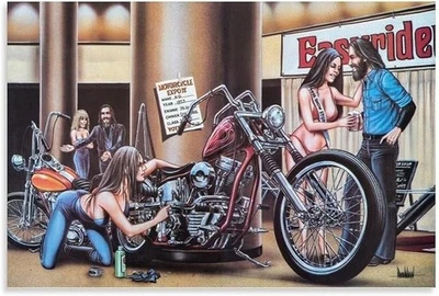 Póster de motocicleta David Mann - impresión de arte de pared vintage de 24x36" Foto 1 de 2