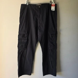 Wrangler Authentics Mens Cargo Pants Black Casual Workwear 36x30 New - Picture 1 of 9