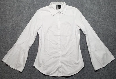 Camisa New Directions Mujer Pequeña Blanca Manga Campana Abotonada Blusa Top Elástica Foto 1 de 4