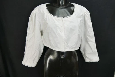 Gr.50 Dirndlbluse weiß Bluse für Dirndl Baumwolle mit Spitze - Bild 1 von 4