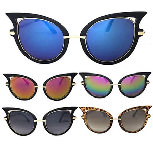 Mujeres Moda Sexy Ojo de Gato Gafas de Sol Oro Metal Brazo UV Protector - Imagen 1 de 9