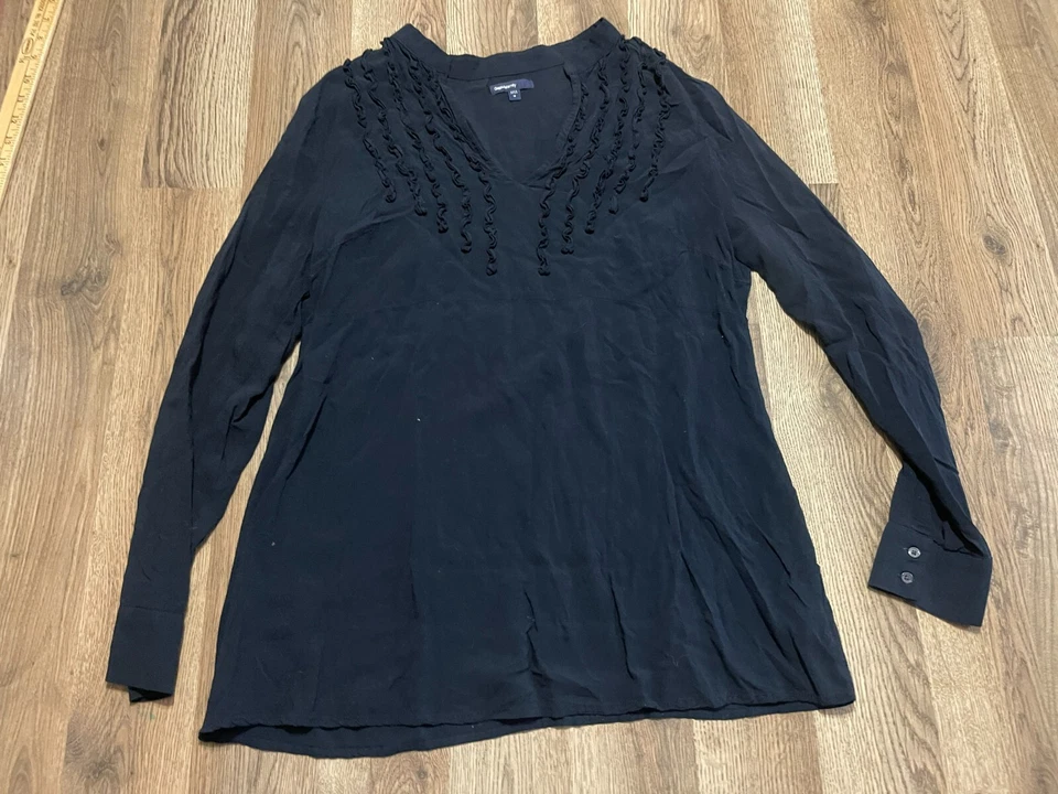 Gap Shirt, Women's Maternity Size Medium, Black, Long Sleeve, V-neck, Ruffles - Image 1 of 4