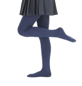 Girls Colorful Fleece Lined Tights Kids Warm Thermal Tights Navy Blue 8-10Y - Picture 1 of 5