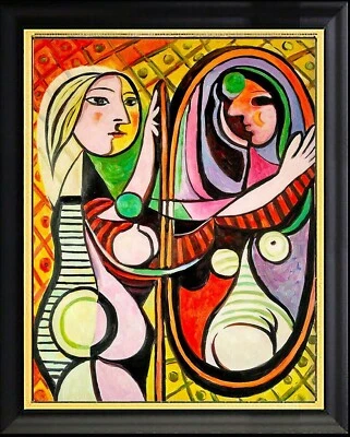 Pablo Picasso DESNUDO EN ESPEJO 20x25 Pintura al Óleo Lienzo Enmarcado **OFERTA Foto 1 de 4