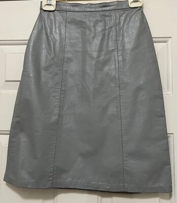 David Benjamin Vintage Gray Leather Skirt - Image 1 of 4