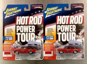 JOHNNY LIGHTNING 1955 CHEVY TWO-DOOR SEDAN ( LOT OF 2 ) HOT ROD POWER TOUR T12 - Picture 1 of 5