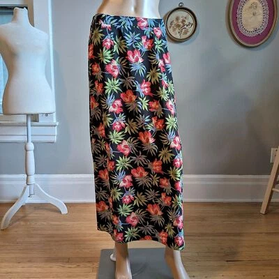 Falda midi floral oscura Sag Harbor años 90 nueva con etiquetas Cottagecore tropical talla pequeña Foto 1 de 4
