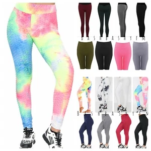Women's Anti-Cellulite Honeycomb Scrunch Bum Waffle Push Up Gym Sports Leggings - Picture 1 of 38