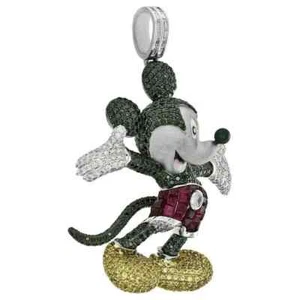 4Ct Lab-Created Jewelry For Gift Ruby Mickey Mouse Pendant 14k White Gold Plated - Picture 1 of 5