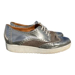 Aquatalia by Marvin K. Silver Oxford Lace up Platform Size 10 Made in Italy - Picture 1 of 8