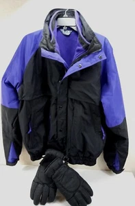 Sierra Sport Mens Size L Ski Winter Jacket Fleece Lined Black Purple W/ Gloves - Picture 1 of 17