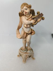 DEPOSE Italy Bellissima statuina angelo resina vintage 6" che suona la lira firmata - Foto 1 di 7