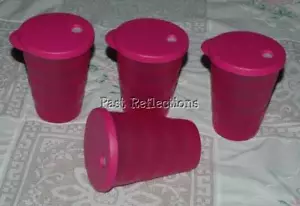 TUPPERWARE ALFRESCO IMPRESSION TUMBLER SET /4 & STRAW SEALS 330mls FUSCHIA PINK - Picture 1 of 1