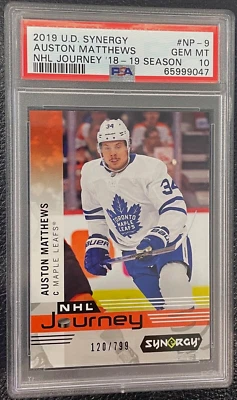 2019-20 Upper Deck Synergy NHL Journey 2018-19 /799 Auston Matthews #NP-9 PSA 10 - Image 1 of 2
