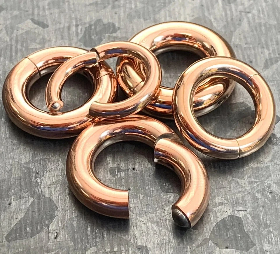 1pc Large Gauge Hinged Segment Ring Easy & Secure Clicker 316L Surgical Steel  - Image 1 of 2