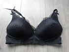 M&S MARKS & SPENCER BOUTIQUE BLACK NON WIRED PLUNGE BRA UK SIZE 34C