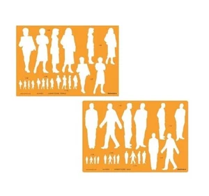 Human Figure Male - Female Multi-Scale Technical Drawing Template Stencil - Picture 1 of 3