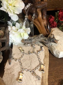 23. Kate Spade Silver Rhinestone Take A Bow Necklace Moon River Charm Bracelet - Picture 1 of 10