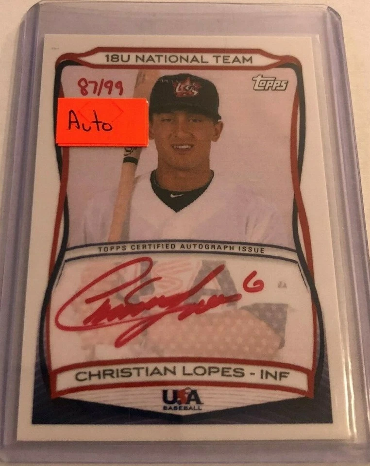 2010 Topps Team USA Baseball CHRISTIAN LOPES RC AUTO #87/99 Made 18U National - Image 1 of 1