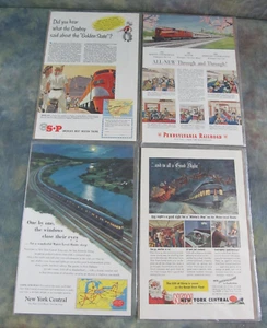 Vintage 40's Southern Pacific Pennsylvania Railroad New York Central Ads WW2 - Picture 1 of 5