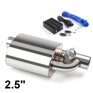 2.5" 63mm Tip On Single Exhaust Muffler Valve Pipe+Wireless Remote Controller - Picture 1 of 8