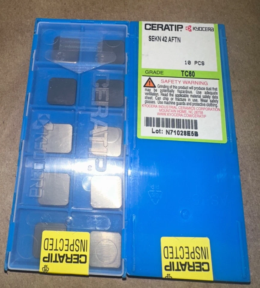 CERATIP CERMET INSERTS QUANTITY 10 SEKN42AFTN TC60 - Image 1 of 1