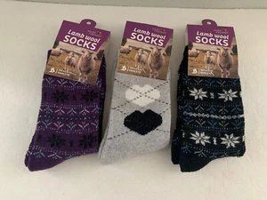 Heart Trendz Women's Set of 3 Fairisle+Heart Pattern Wool Blend Socks - Picture 1 of 6