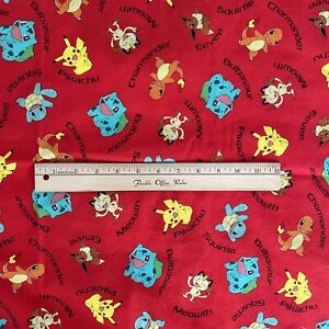 Kaufman Pokémon Character Fabric Red Cotton Quilting 44” PreCuts 2+ yds & 1+ yds