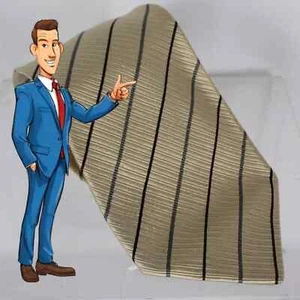 New Men's Giacomo De Senese Milano Tie Tan Striped Silk Made in Italy NWOT - Picture 1 of 9