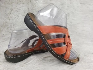 NATURALIZER Cleaver Orange Leather Slide On Sandals Size 7.5 M - Picture 1 of 6