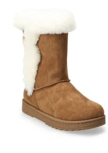 SO Abigail Women's Faux-Fur Winter Boots, Chestnut SZ 6 - Picture 1 of 3