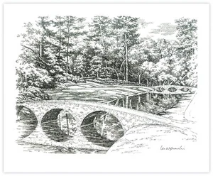Augusta National Golfschläger 12. Loch Stift & Tinte 14" x 18" Druck 2025 Masters 🔥 ⛳ - Bild 1 von 7