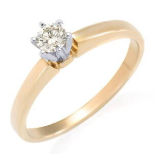 Superb Solitaire Ring With Genuine Clean Diamond 14 K 