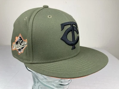 MINNESOTA TWINS NEW ERA FITTED HAT 1987 WORLD SERIES PATCH GREEN SIZE 7 5/8 RARE - Image 1 of 4