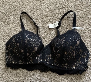 Aerie Wireless Black And Tan Lace Hook and Eye Closure Bra Size 40C Brand New - Picture 1 of 6