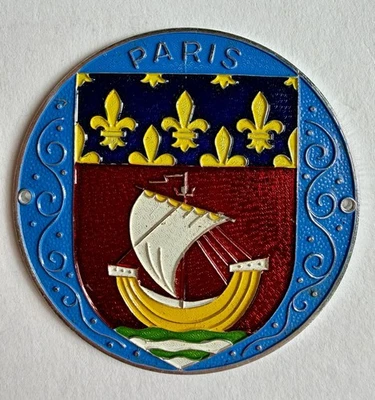 Vintage PARIS Car Automobile Souvenir Badge Emblem France Wappen-Reu Heubach - Image 1 of 4