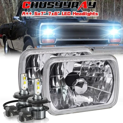 Par de faros LED 5x7" 7x6 pulgadas para Dodge Ramcharger 1981-1993 W100 W150 W250 Foto 1 de 4