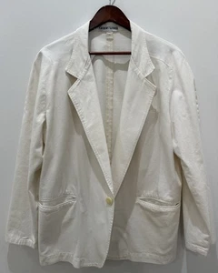 VINTAGE 80s Giorgio Armani Cotton White Men’s Italian Blazer Made In Italy - M/L - Bild 1 von 5