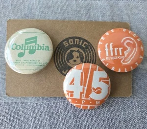 NEW Vinyl record collector 3 x badges Gift Birthday Present 32mm Metal - Picture 1 of 3
