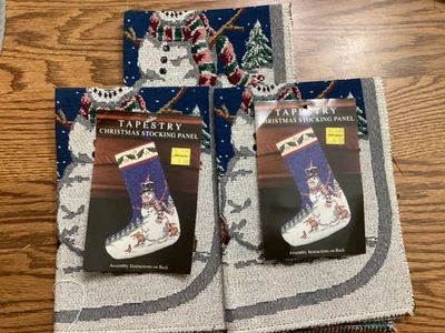 Lot of 3 Oakhurst Tapestry Christmas Stocking Panels, Snowman, 13x18, New - Image 1 of 3