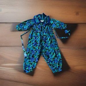 vintage rachels kids Blue Black Floral Romper 3T Longsleeve Ea1 - Bild 1 von 6